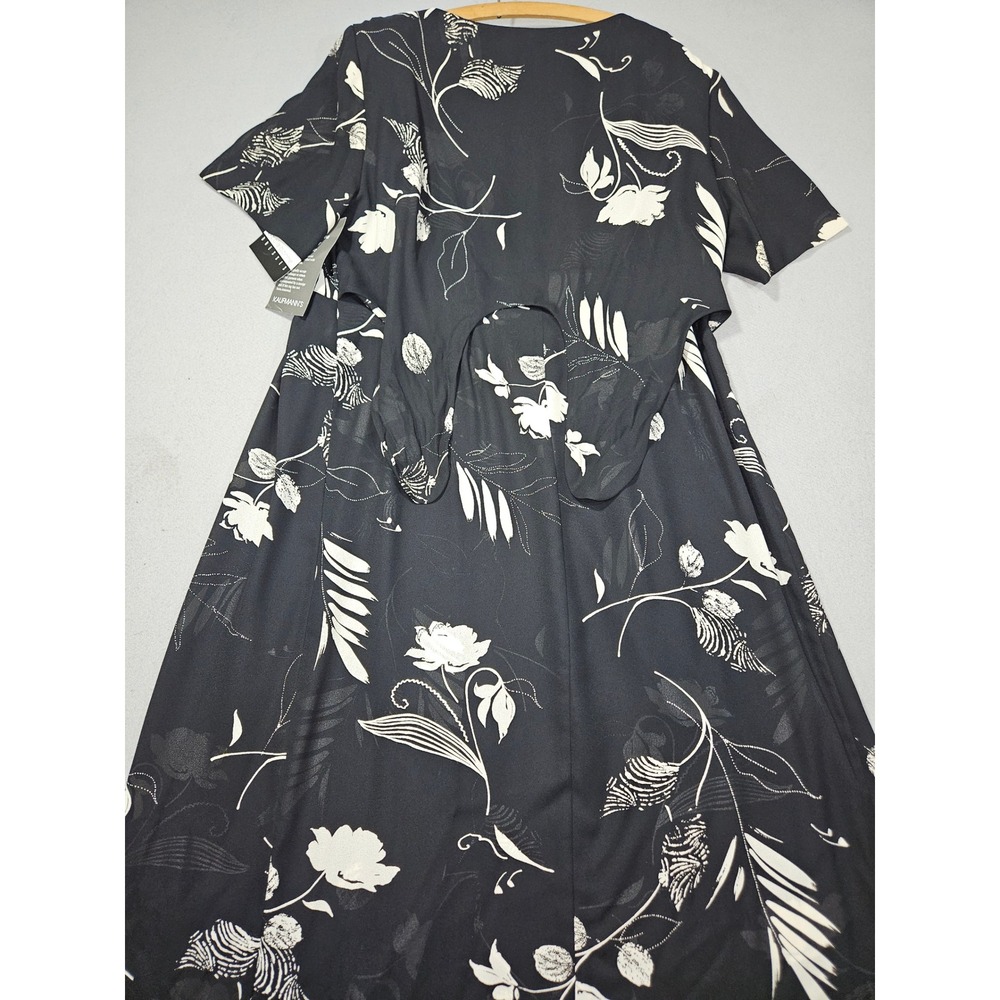 VTG Liz Claiborne 90s Floral Button Front Maxi Dress Black White Sz 14 NWT - Picture 6 of 7